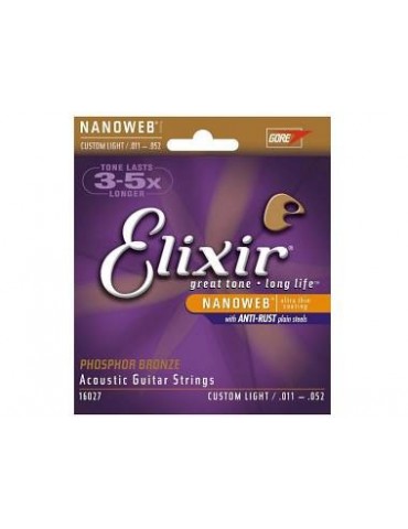 ELIXIR 16027 NANOWEB CUSTOM LIGHT ACOUSTIC PHOSPHOR BRONZE - CORDIERA PER  CHITARRA ACUSTICA PHOSPHOR